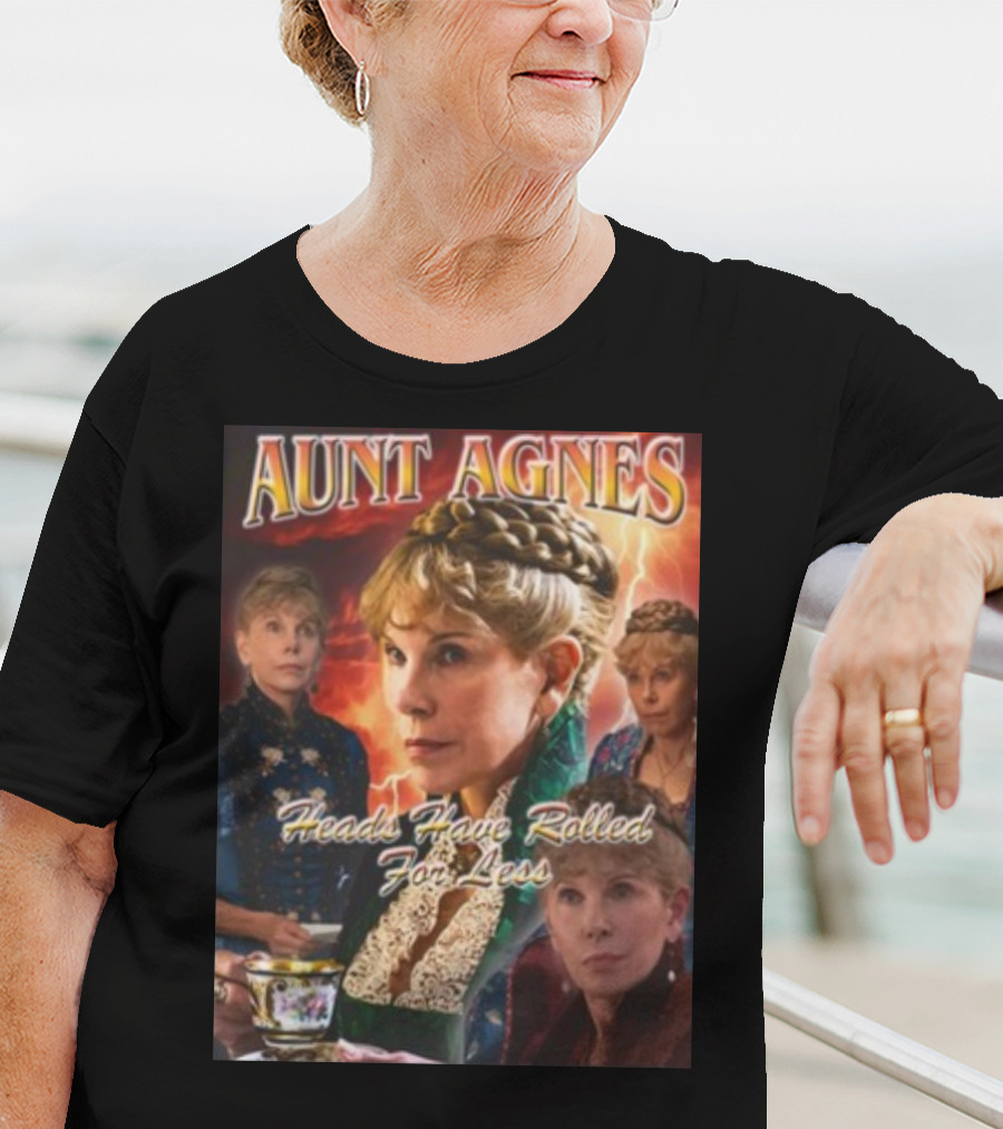 Aunt Agnes Heads Have Rolled For Less Dramatic Portraiture With Bold Text And Victorian T-Shirt