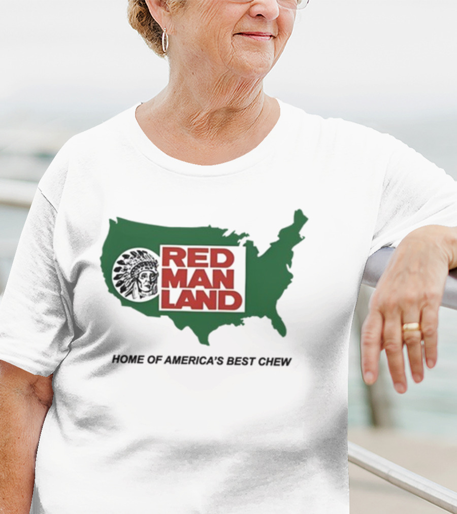 Cornbreadcountryclub Red Man Land Home Of America's Best Chew Map T-Shirt