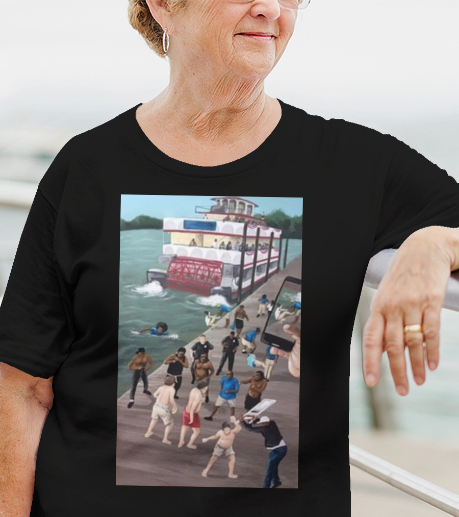 Kenny Akers Alabama River Brawl Boat Dock Scene T-Shirt