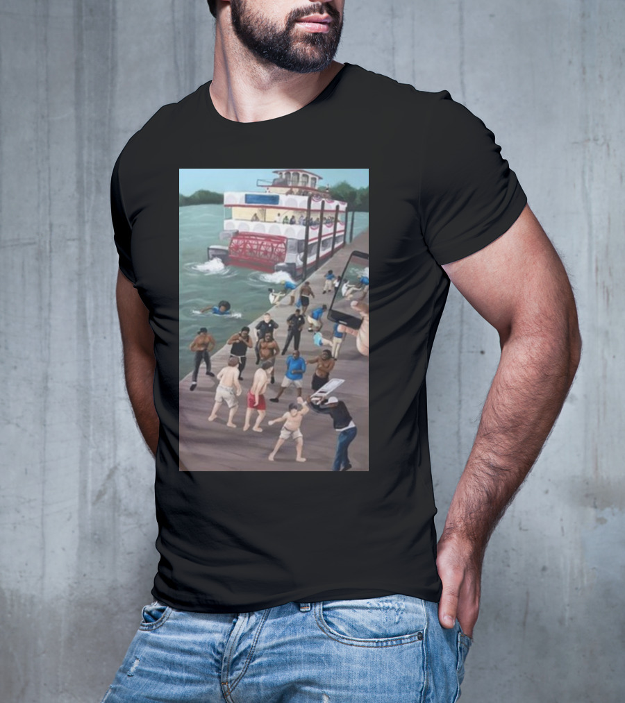 Kenny Akers Alabama River Brawl Boat Dock Scene T-Shirt