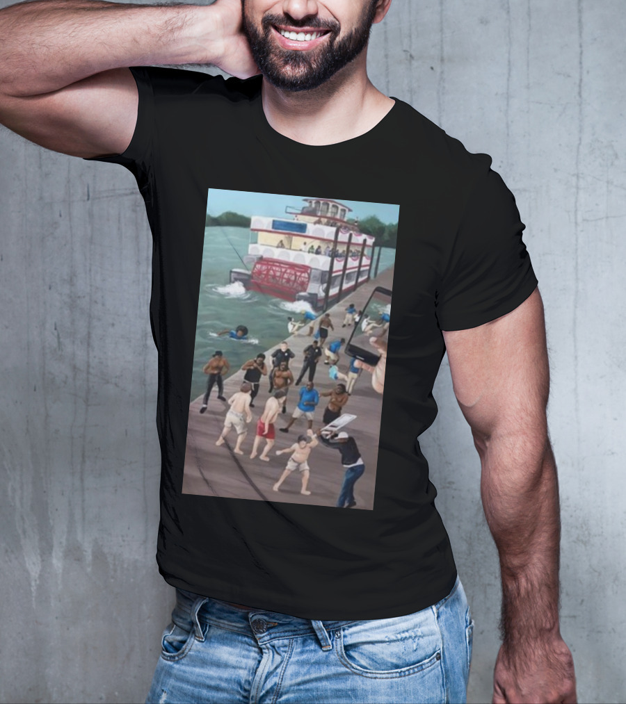 Kenny Akers Alabama River Brawl Boat Dock Scene T-Shirt