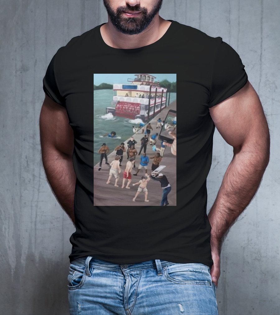 Kenny Akers Alabama River Brawl Boat Dock Scene T-Shirt