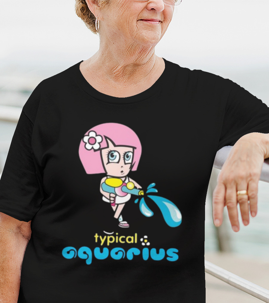 Typical Aquarius Cute Cartoon Girl With Water Splash T-Shirt