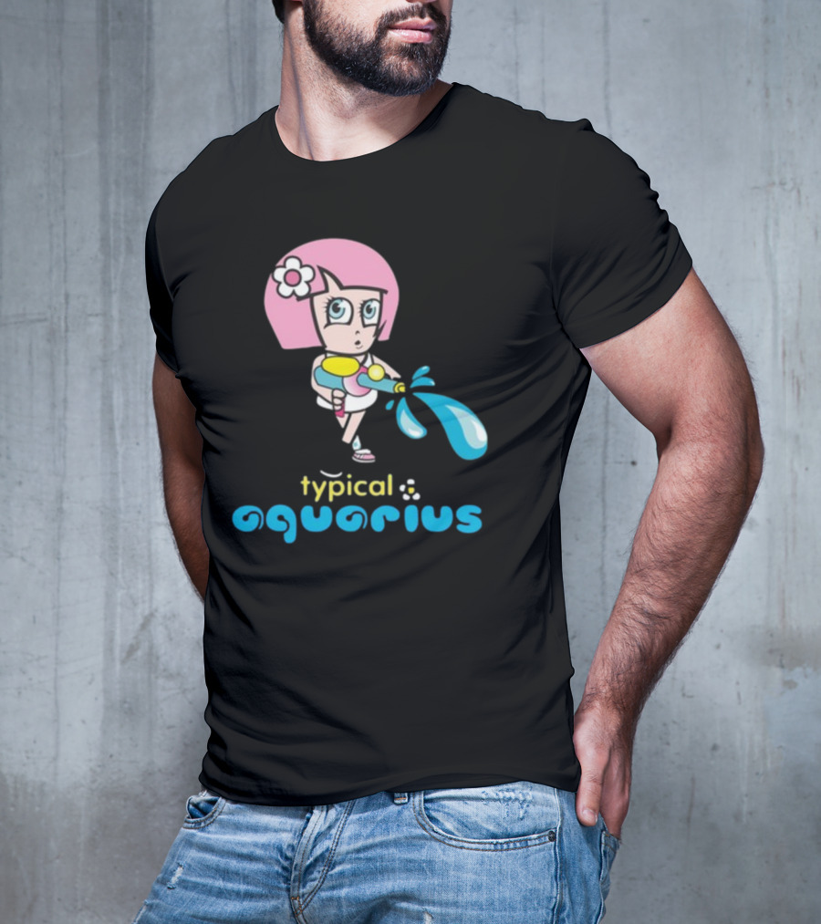 Typical Aquarius Cute Cartoon Girl With Water Splash T-Shirt