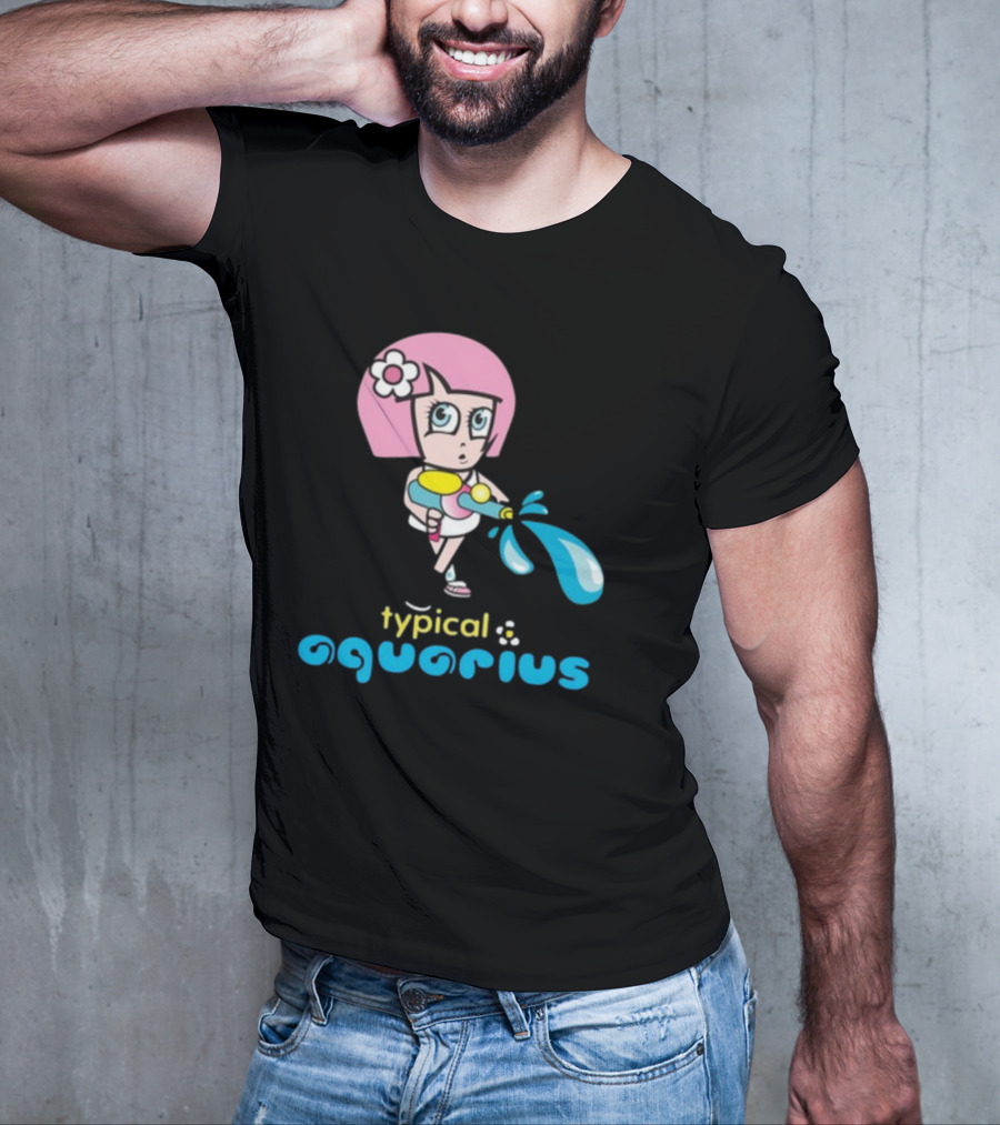 Typical Aquarius Cute Cartoon Girl With Water Splash T-Shirt