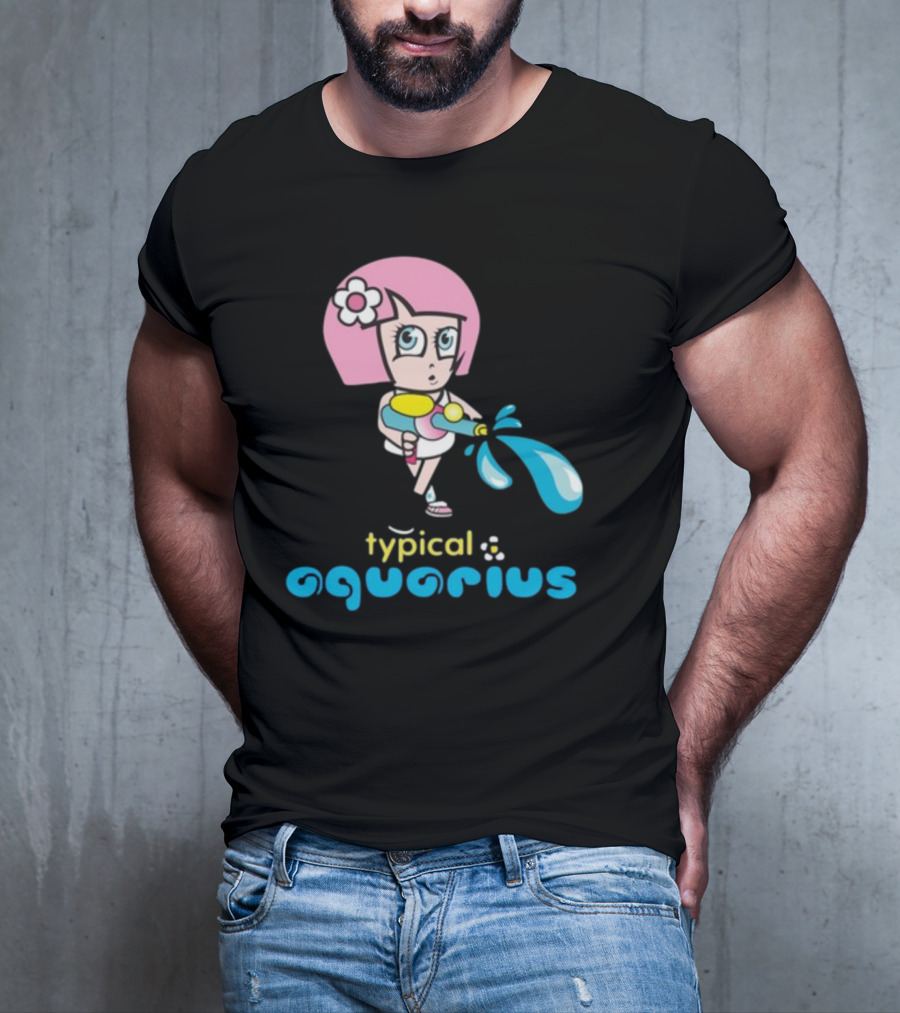 Typical Aquarius Cute Cartoon Girl With Water Splash T-Shirt