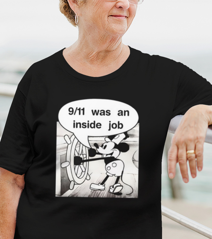 9/11 Was An Inside Job Mickey Mouse Steering Wheel T-Shirt