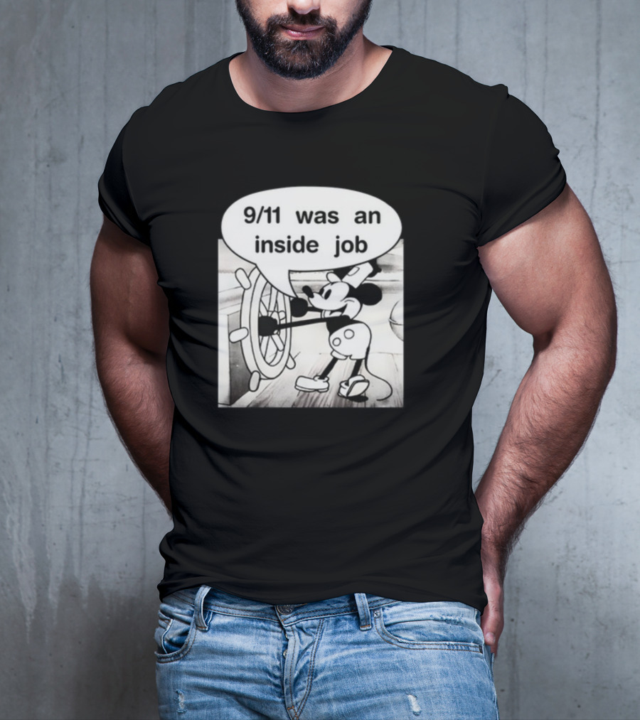 9/11 Was An Inside Job Mickey Mouse Steering Wheel T-Shirt