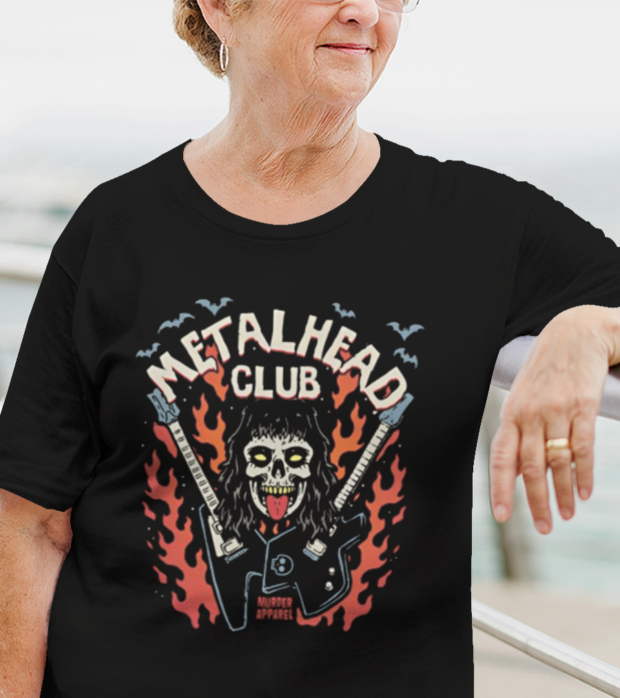 Metalhead Club Murder Apparel Flame Skull Guitars T-Shirt