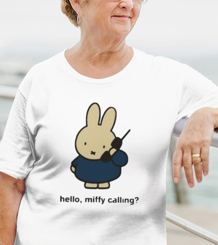 Misty Horizons Miffy Calling Cute Character Phone Conversation T-Shirt