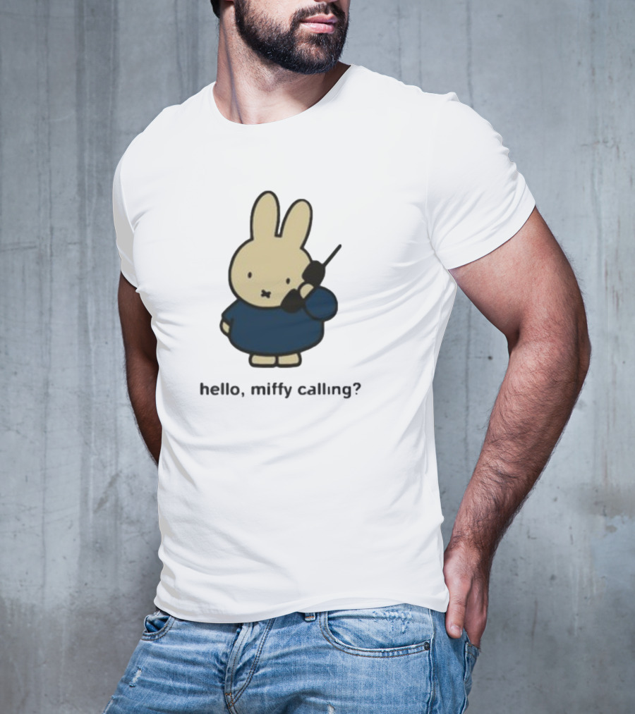 Misty Horizons Miffy Calling Cute Character Phone Conversation T-Shirt
