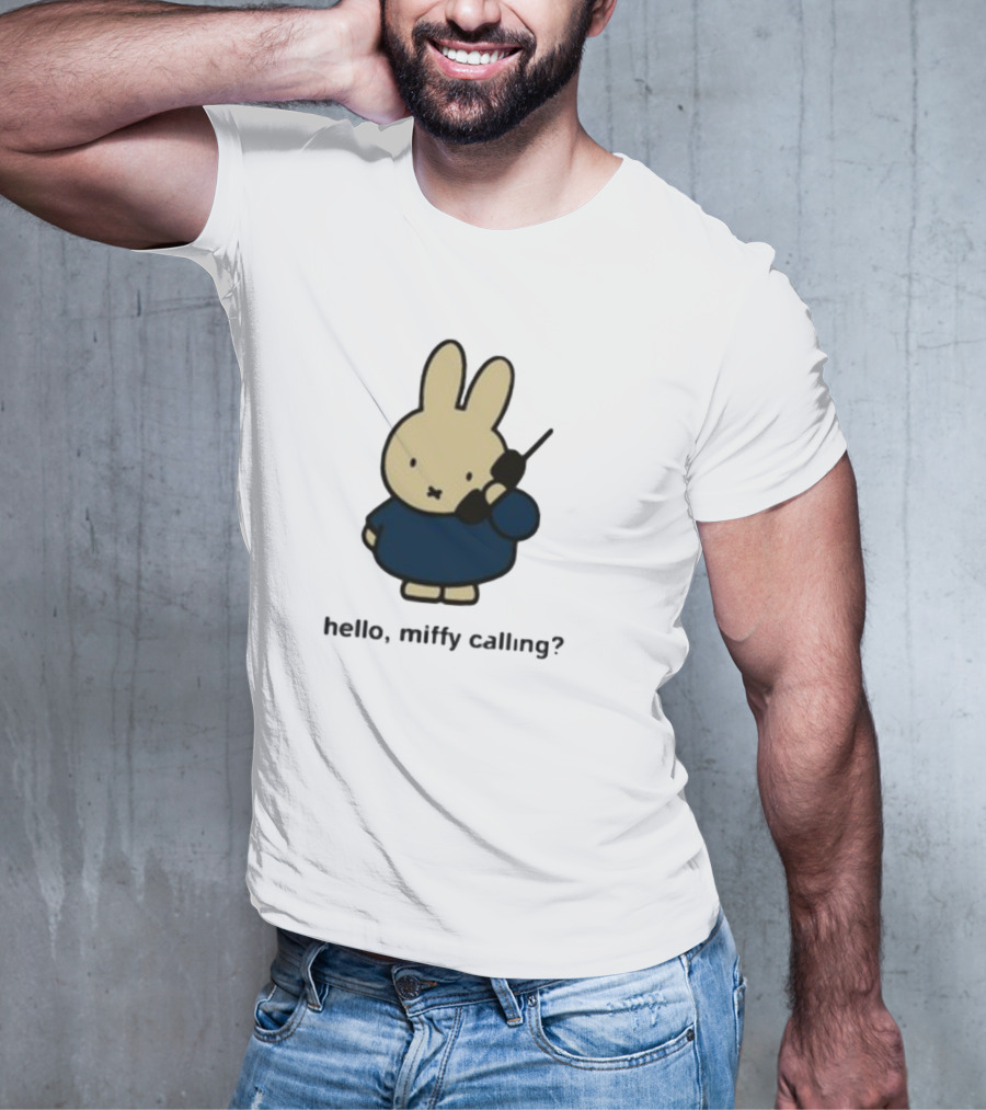 Misty Horizons Miffy Calling Cute Character Phone Conversation T-Shirt