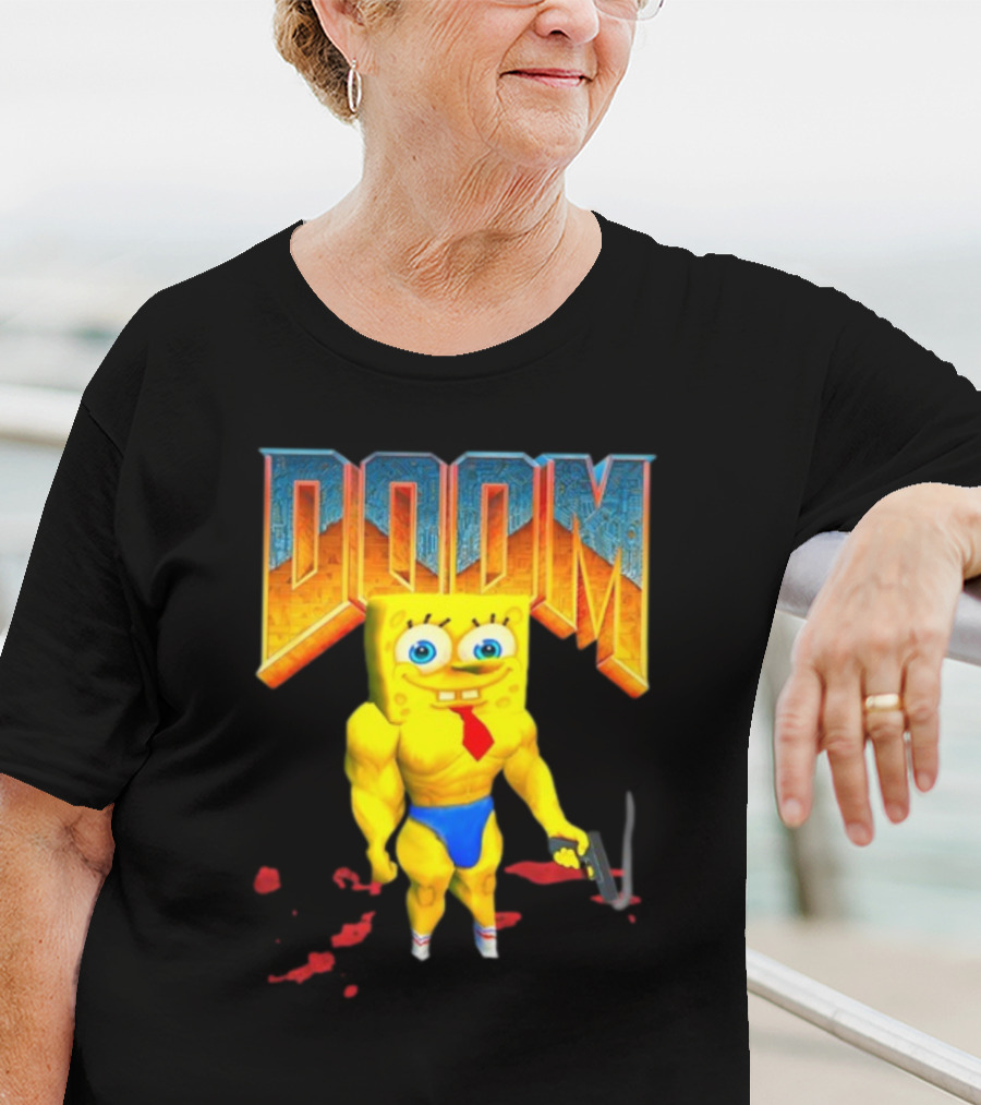Doom Spongebob Teenhearts Muscular Parody Crossover T-Shirt