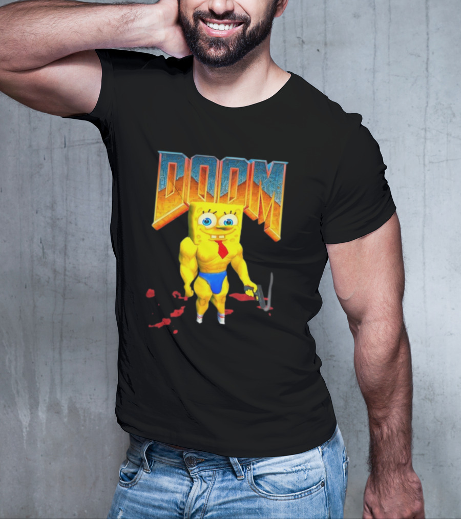 Doom Spongebob Teenhearts Muscular Parody Crossover T-Shirt