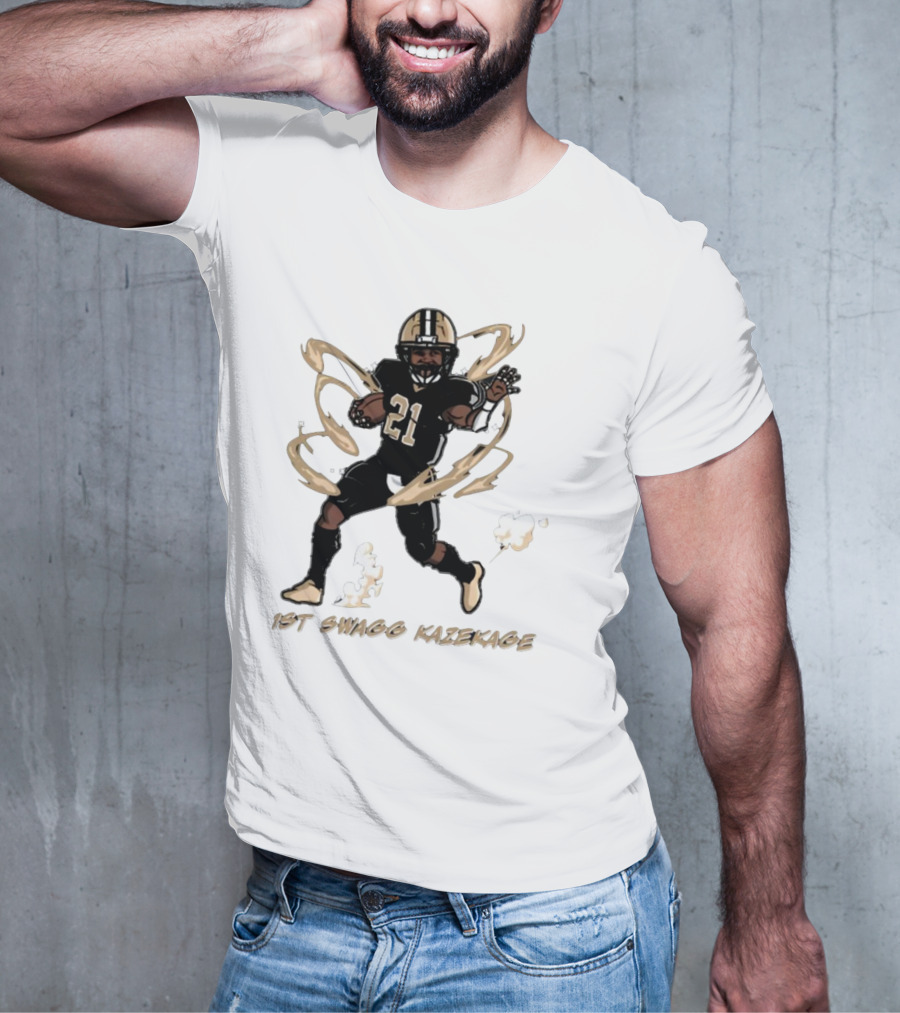 1St Swagg Kazekage Football Player Number 21 With Gold Aura T-Shirt