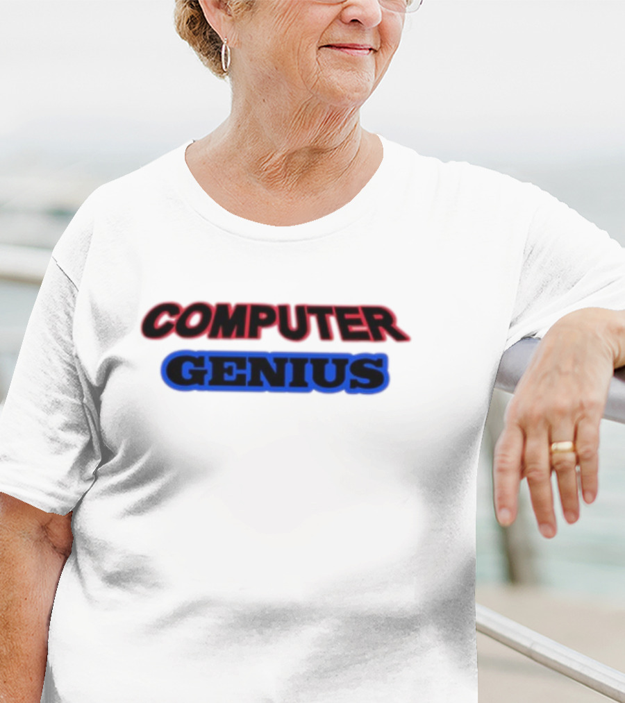 Omweekend Red Blue Computer Genius T-Shirt