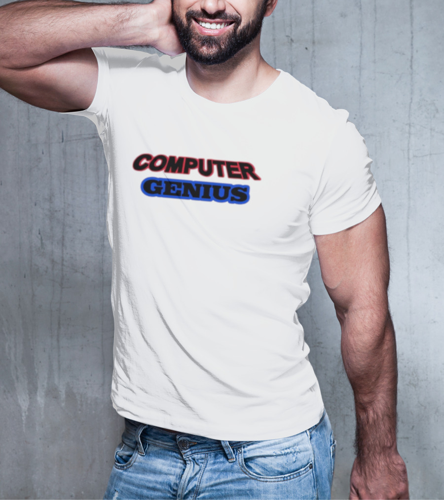 Omweekend Red Blue Computer Genius T-Shirt