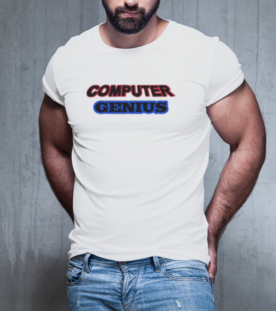 Omweekend Red Blue Computer Genius T-Shirt