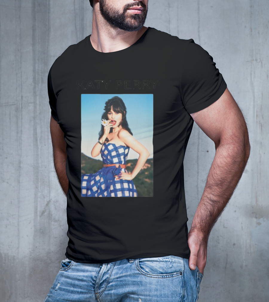 Katy Perry Blue Checkered Dress Photo T-Shirt