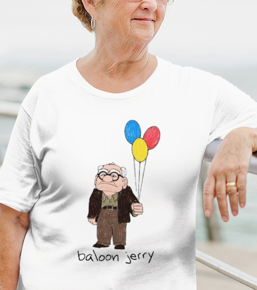 Baloon Jerry Elderly Cartoon Holding Colorful Balloons T-Shirt