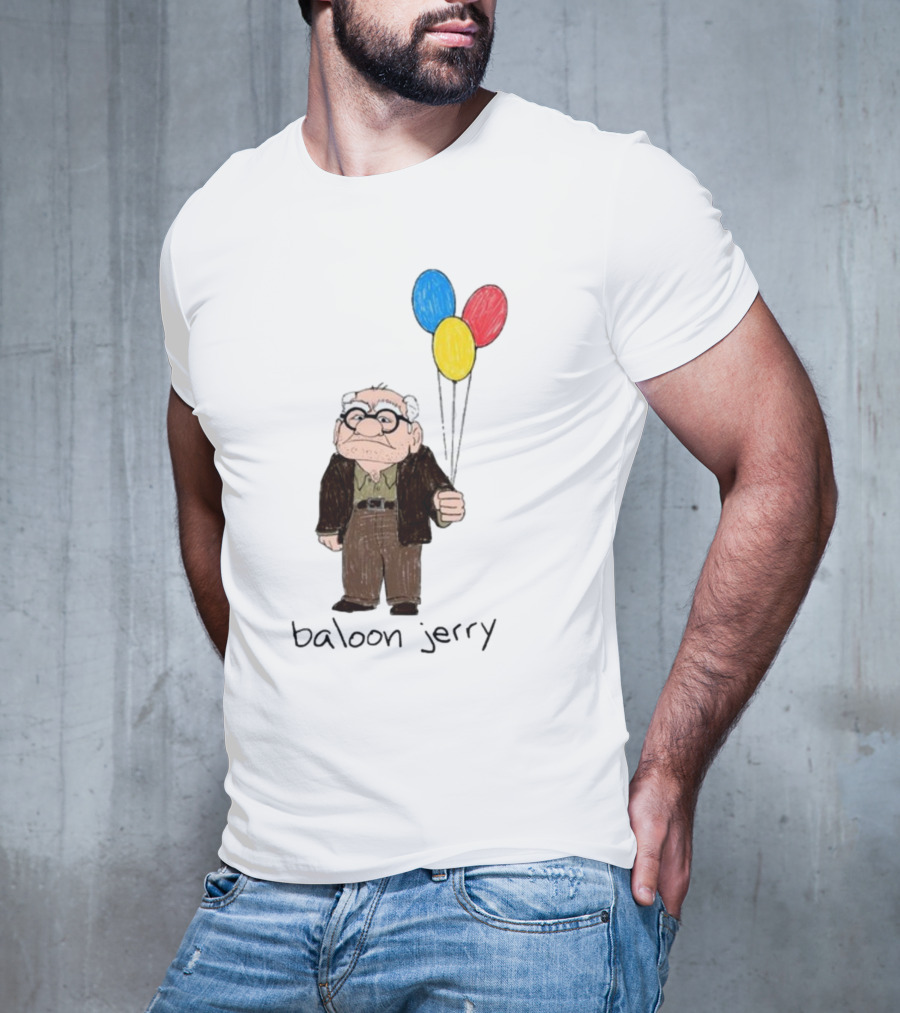 Baloon Jerry Elderly Cartoon Holding Colorful Balloons T-Shirt