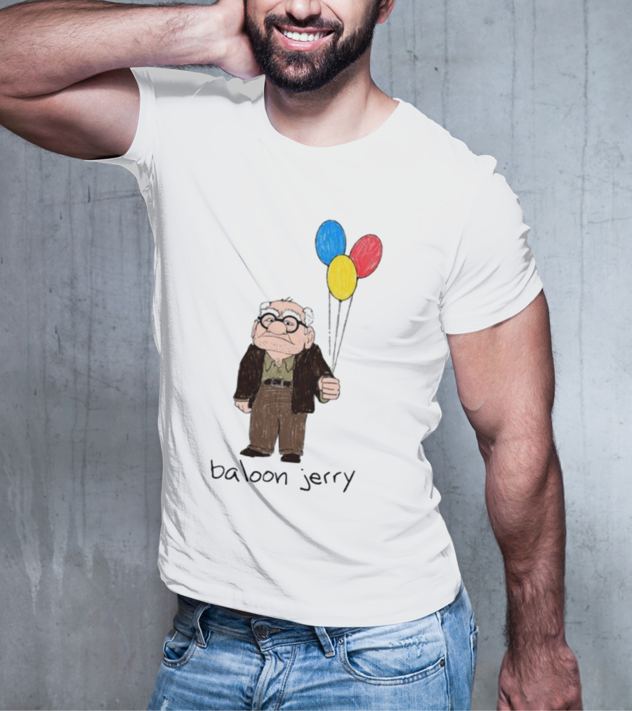 Baloon Jerry Elderly Cartoon Holding Colorful Balloons T-Shirt