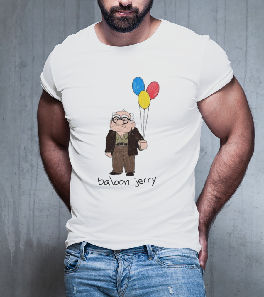 Baloon Jerry Elderly Cartoon Holding Colorful Balloons T-Shirt