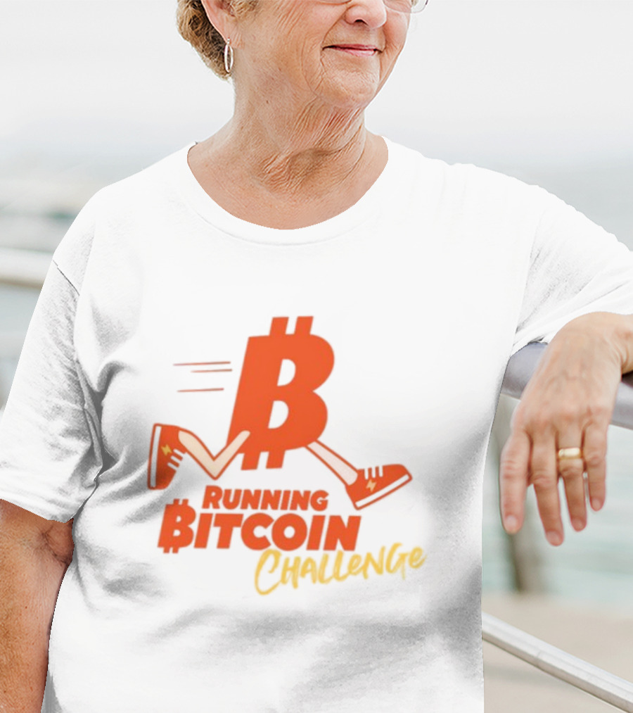 Fran Finney Running Bitcoin Challenge Icon With Sneaker Dollar T-Shirt