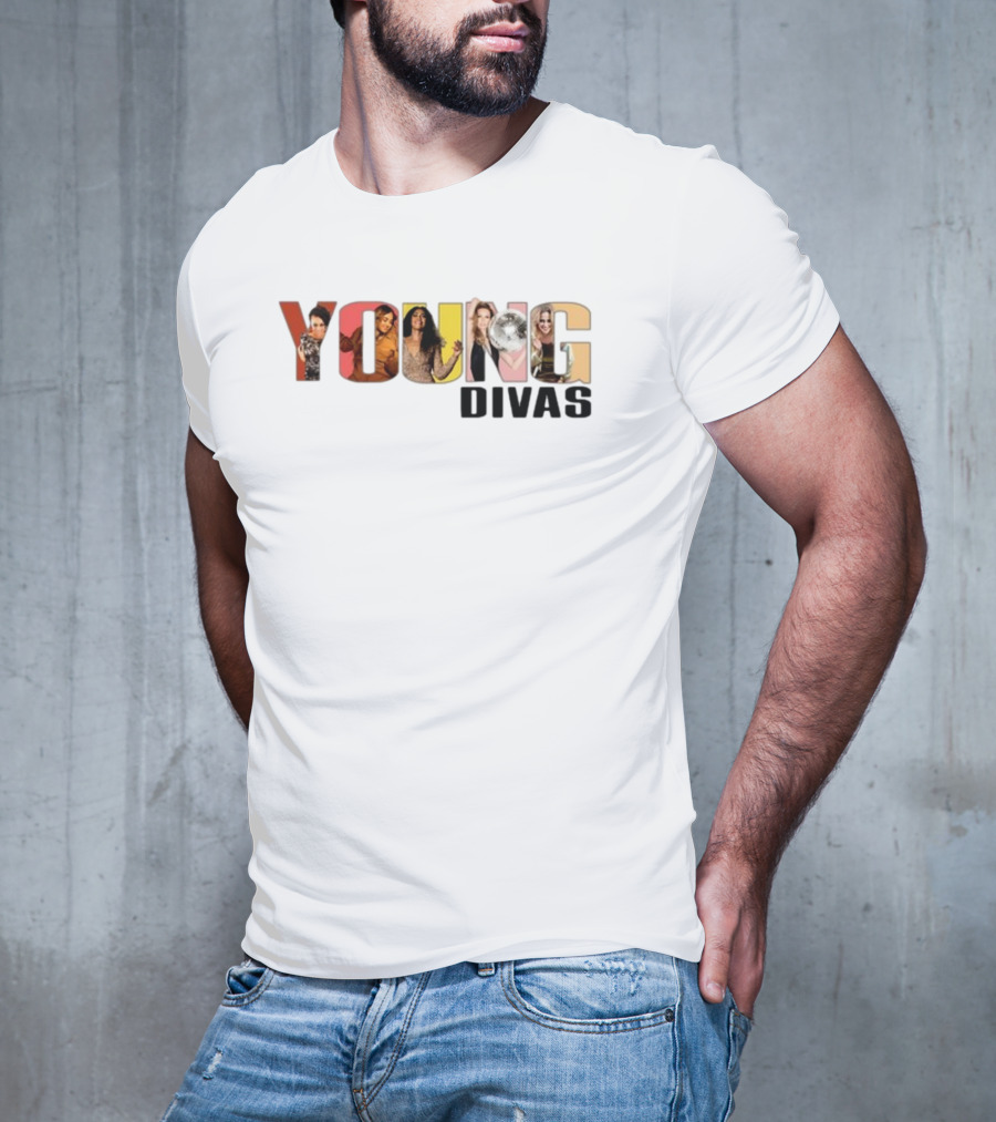 YOUNG DIVAS Photomontage Letters T-Shirt