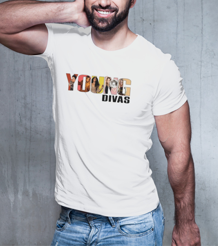 YOUNG DIVAS Photomontage Letters T-Shirt