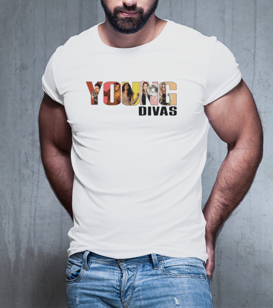 YOUNG DIVAS Photomontage Letters T-Shirt