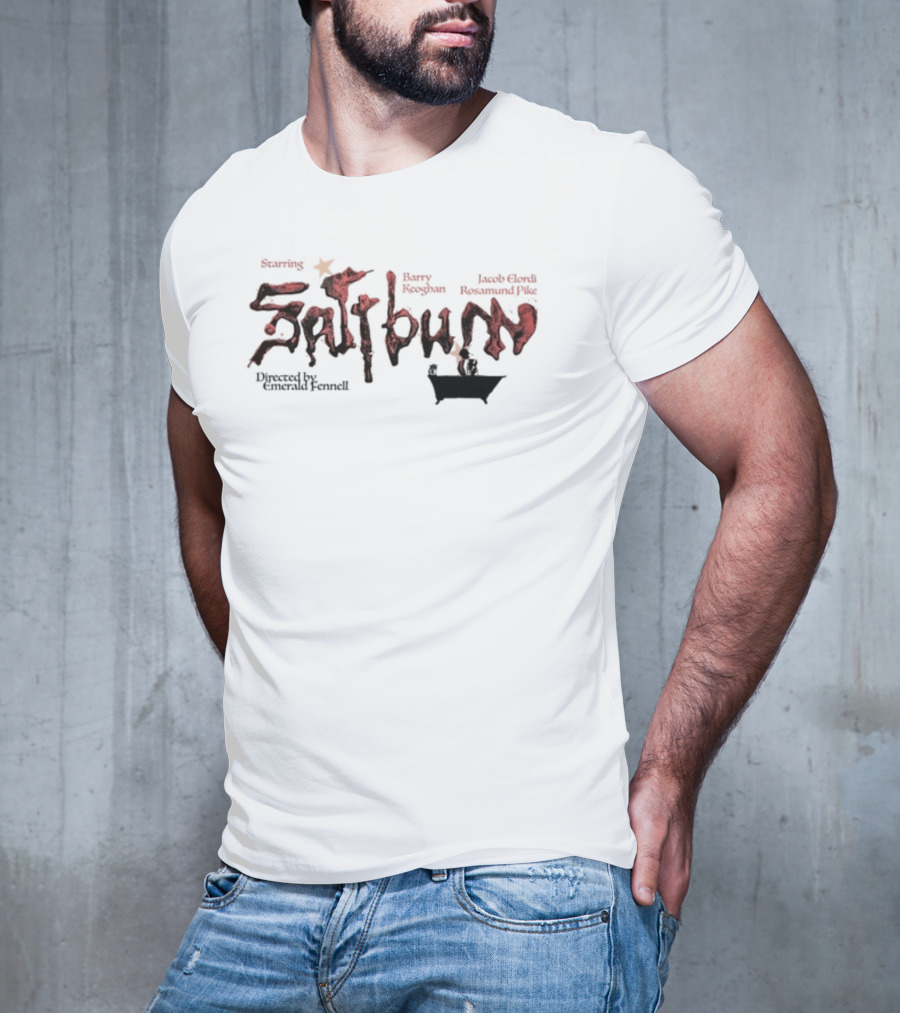 Saltburn Starring Barry Keoghan Jacob Elordi Rosamund Pike Directed By Emerald Fennell T-Shirt