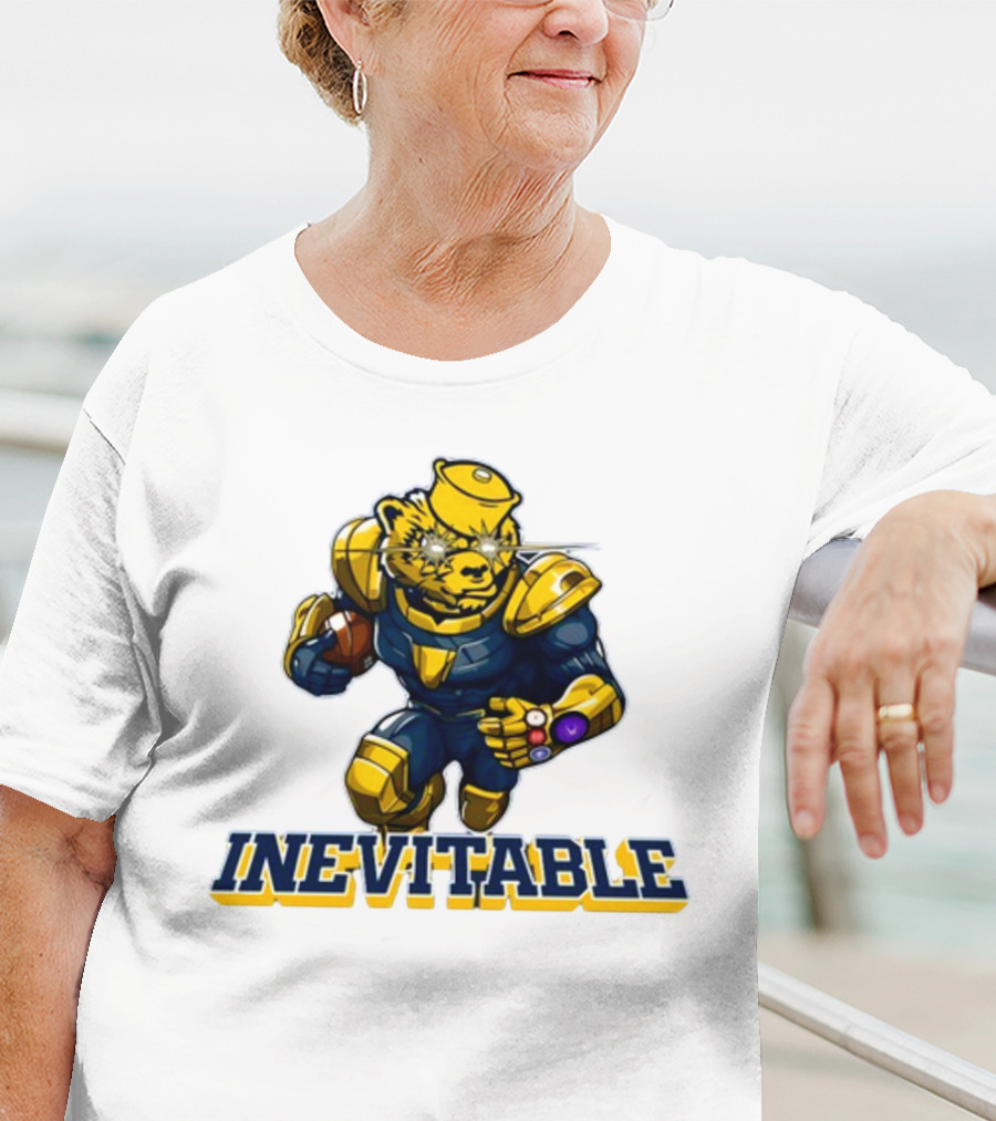 Michigan Inevitable Bear In Armor Football Character T-Shirt