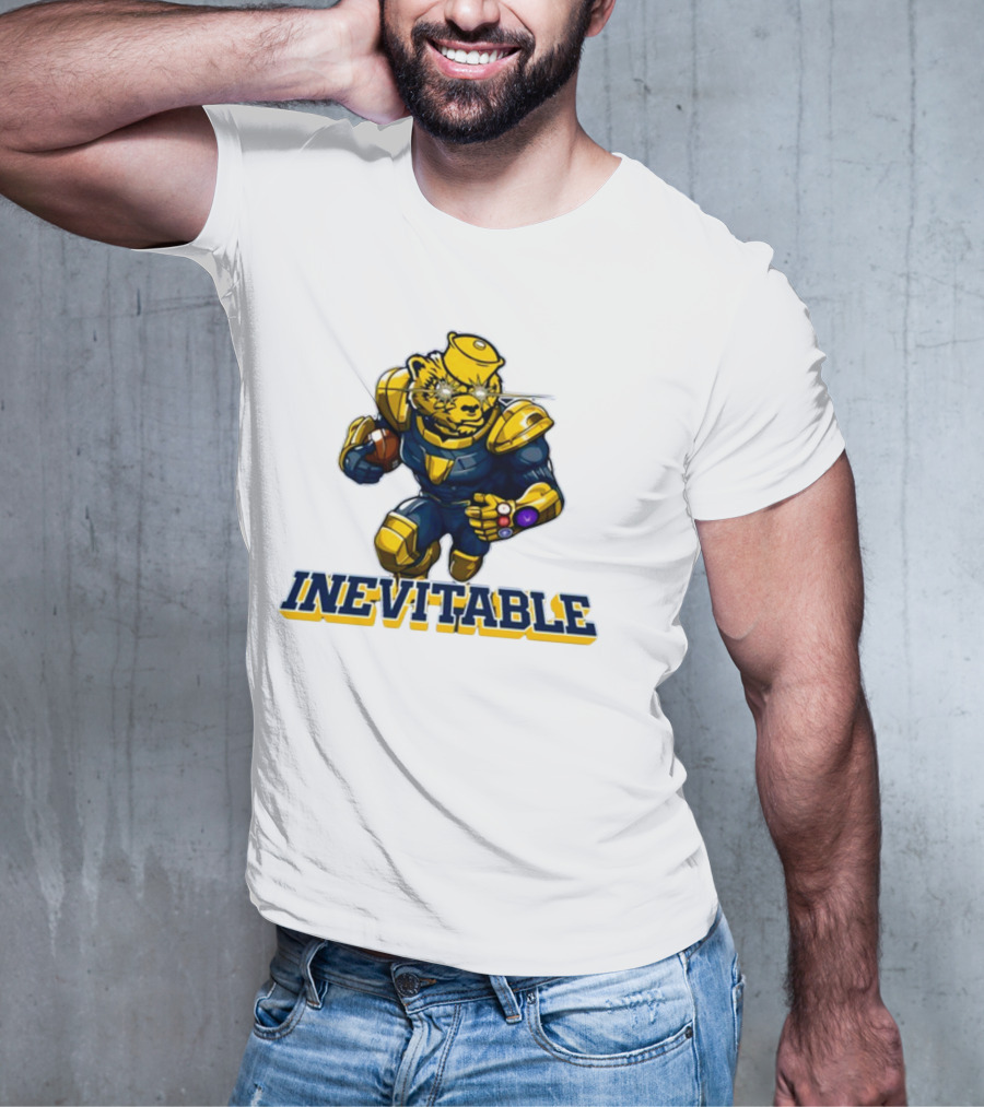 Michigan Inevitable Bear In Armor Football Character T-Shirt
