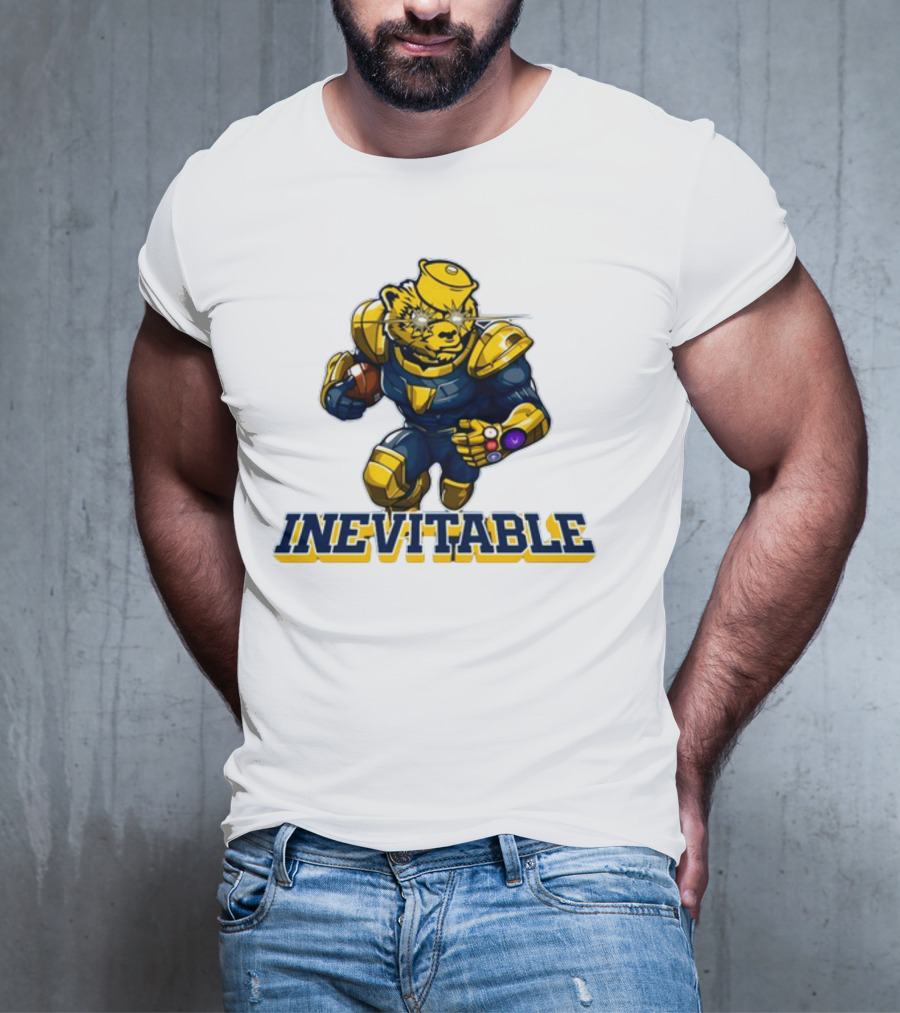 Michigan Inevitable Bear In Armor Football Character T-Shirt