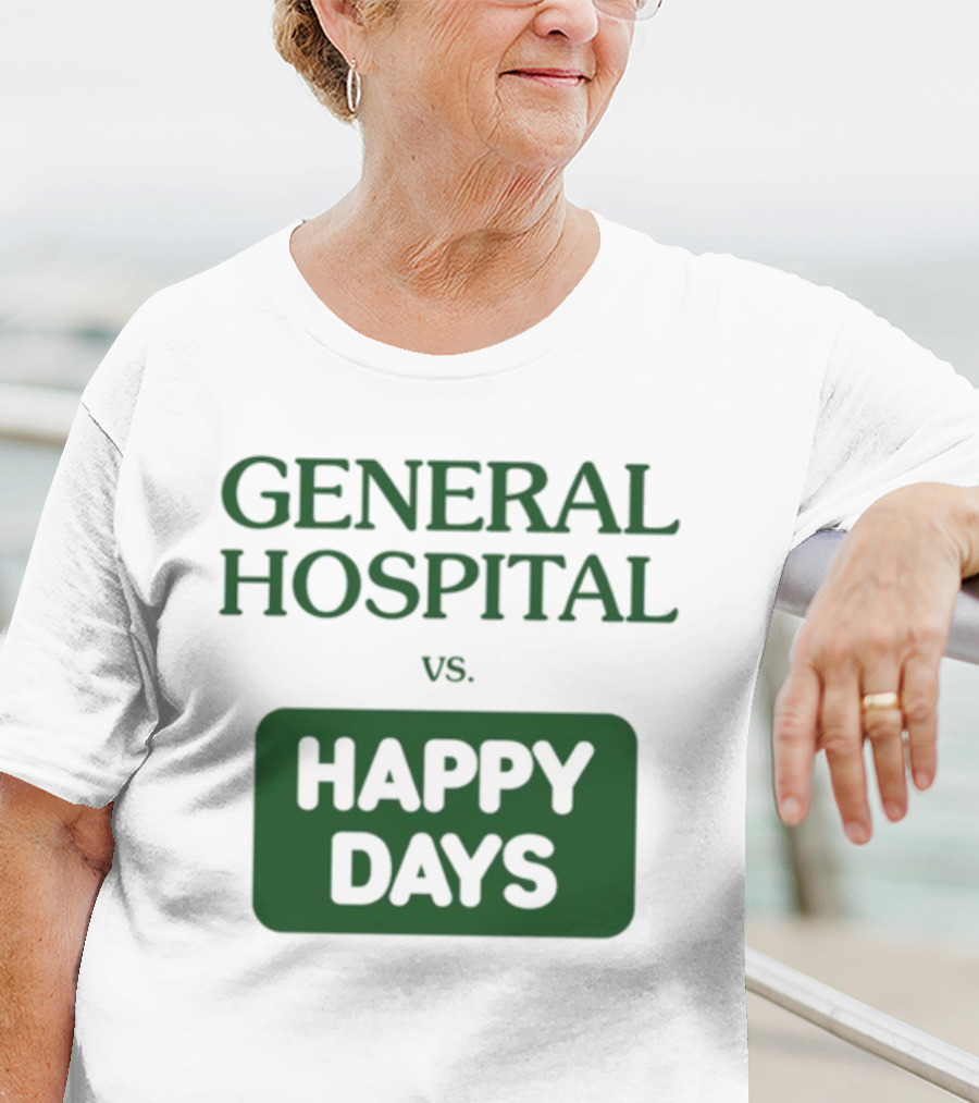 General Hospital Vs. Happy Days Retro TV Show Face-Off T-Shirt