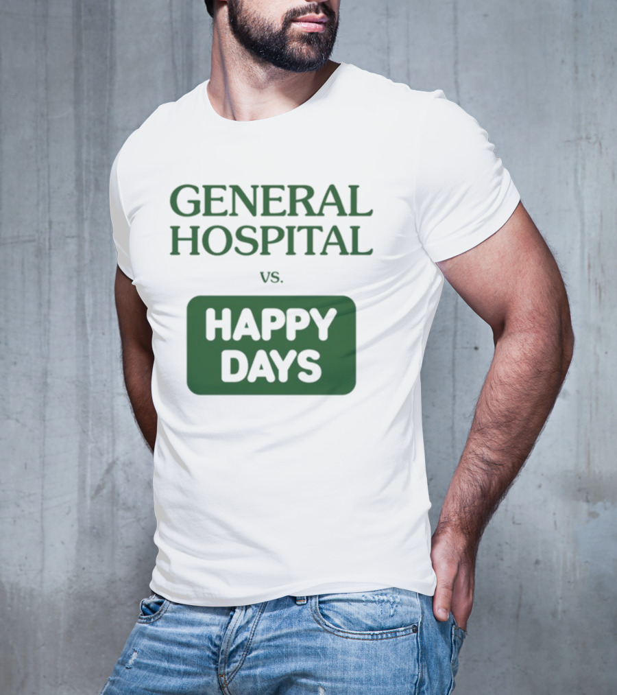 General Hospital Vs. Happy Days Retro TV Show Face-Off T-Shirt