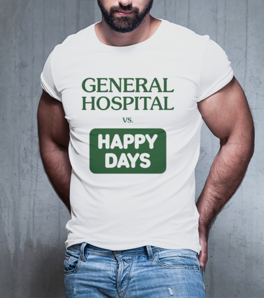 General Hospital Vs. Happy Days Retro TV Show Face-Off T-Shirt