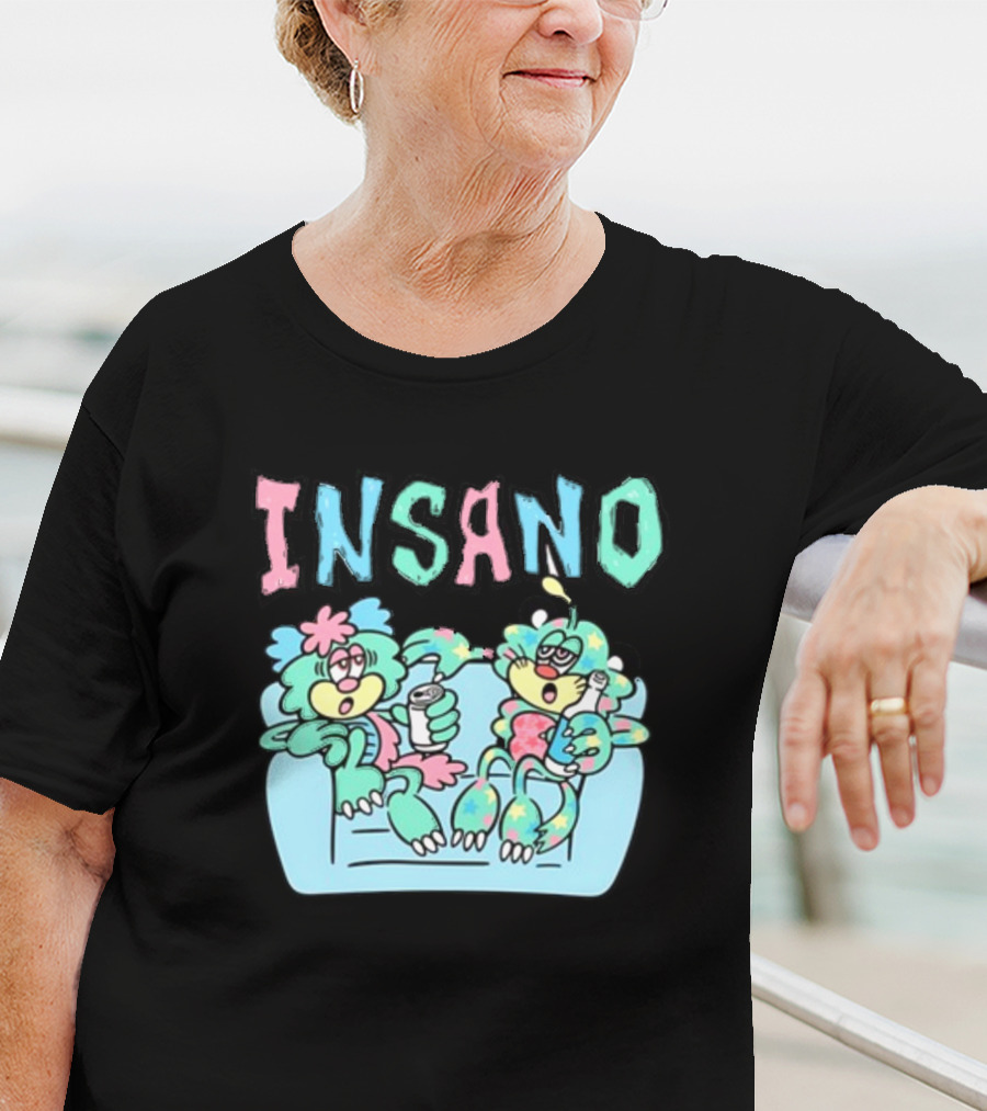Visty X Kizzy Verdy Insano Pastel Cartoon Characters On Couch T-Shirt