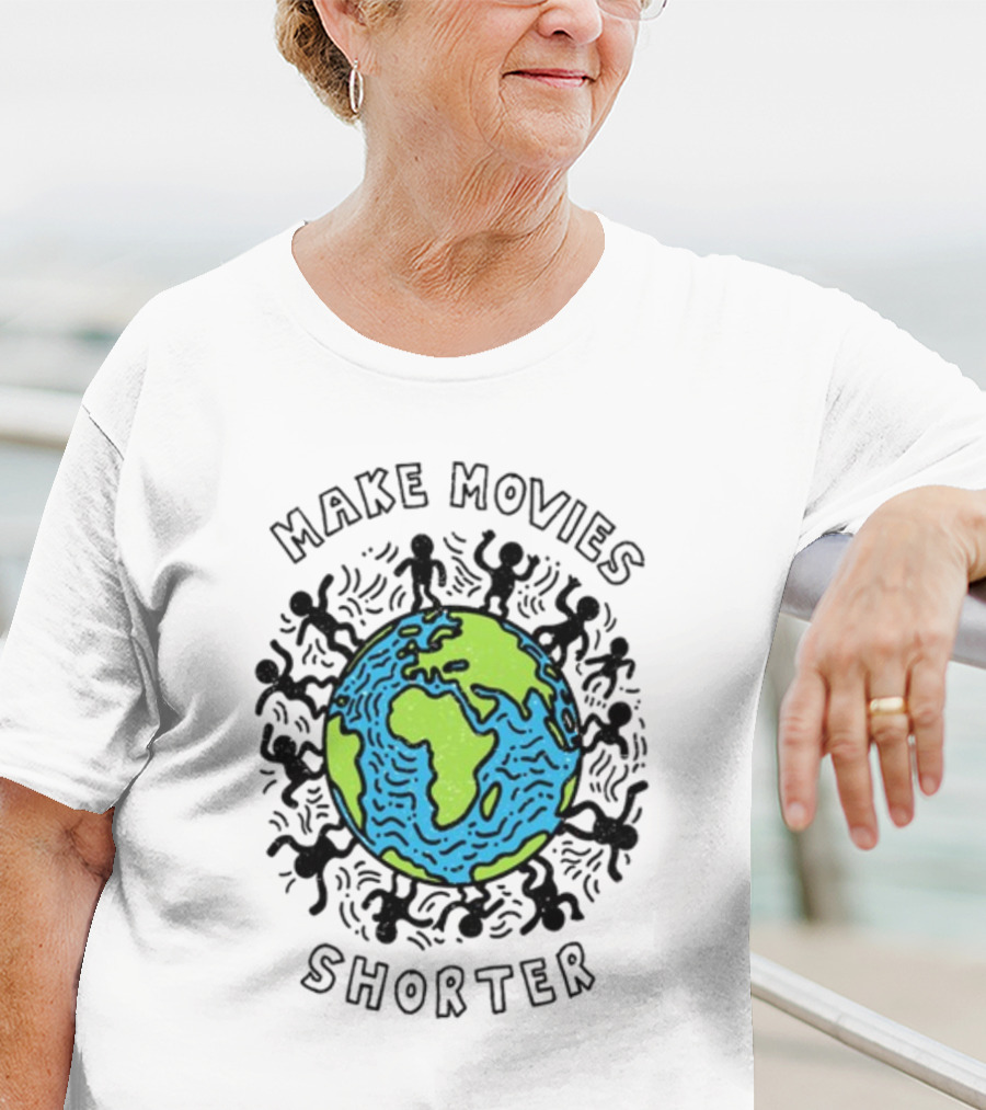 Waveygoodsco Earth Graphic Make Movies Shorter T-Shirt