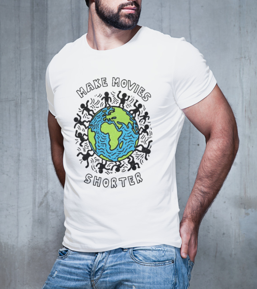 Waveygoodsco Earth Graphic Make Movies Shorter T-Shirt