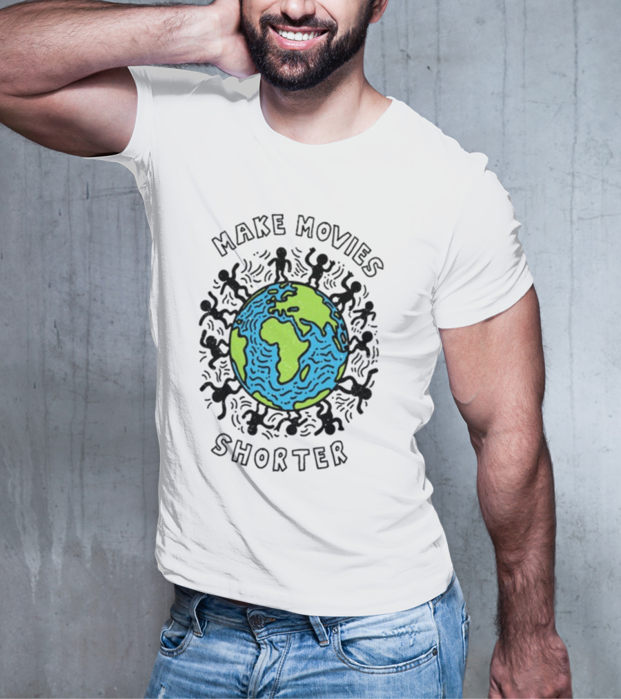 Waveygoodsco Earth Graphic Make Movies Shorter T-Shirt