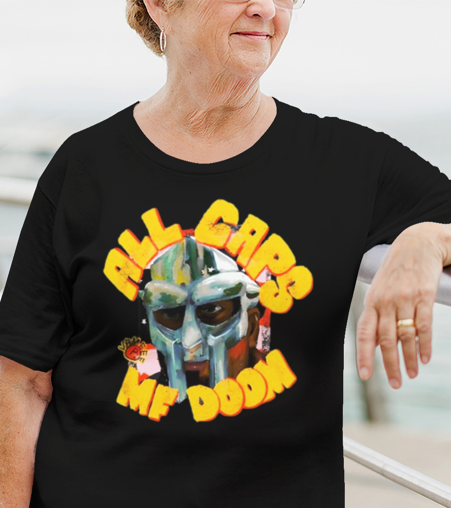 All Caps MF DOOM Villain Graphic Mask T-Shirt