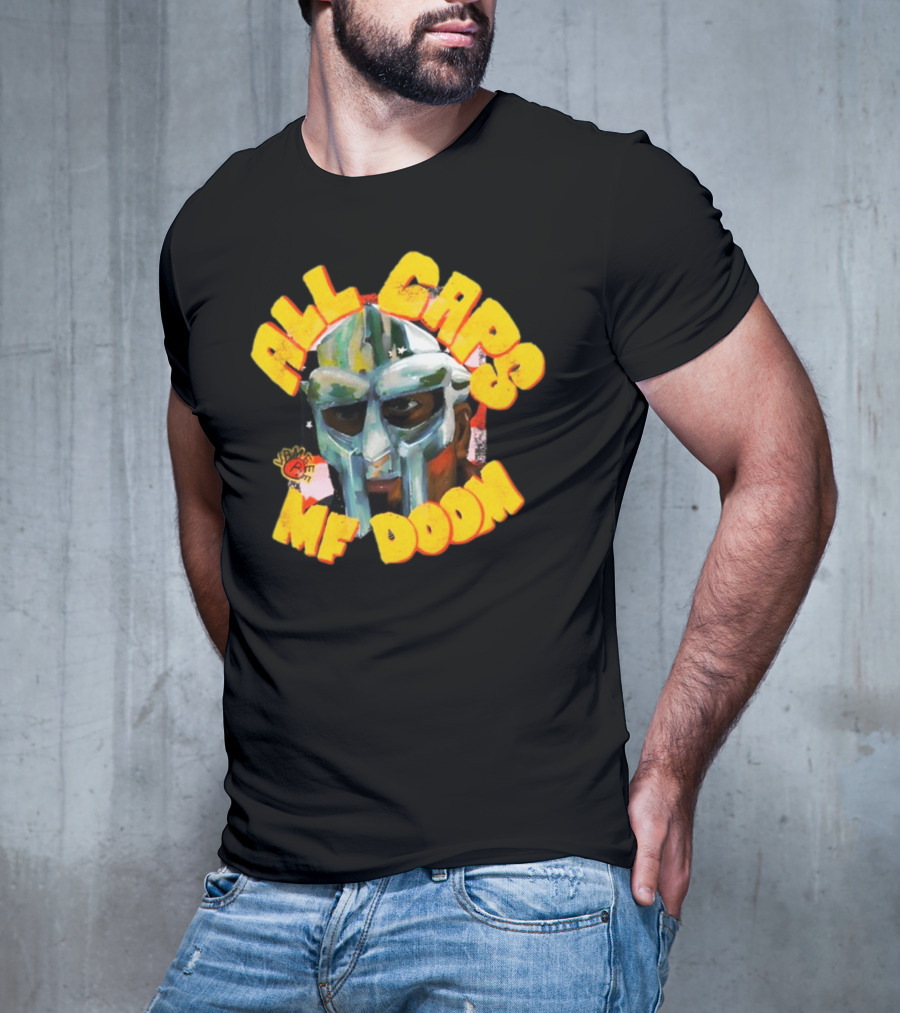 All Caps MF DOOM Villain Graphic Mask T-Shirt
