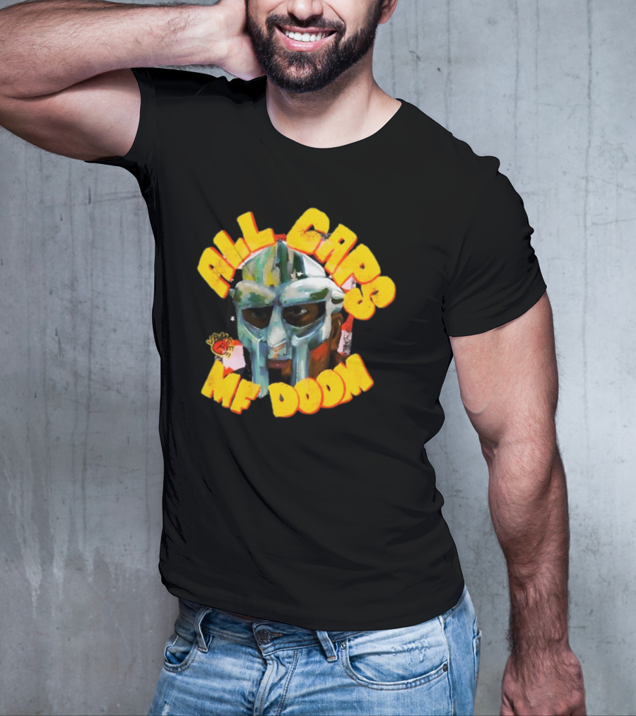 All Caps MF DOOM Villain Graphic Mask T-Shirt