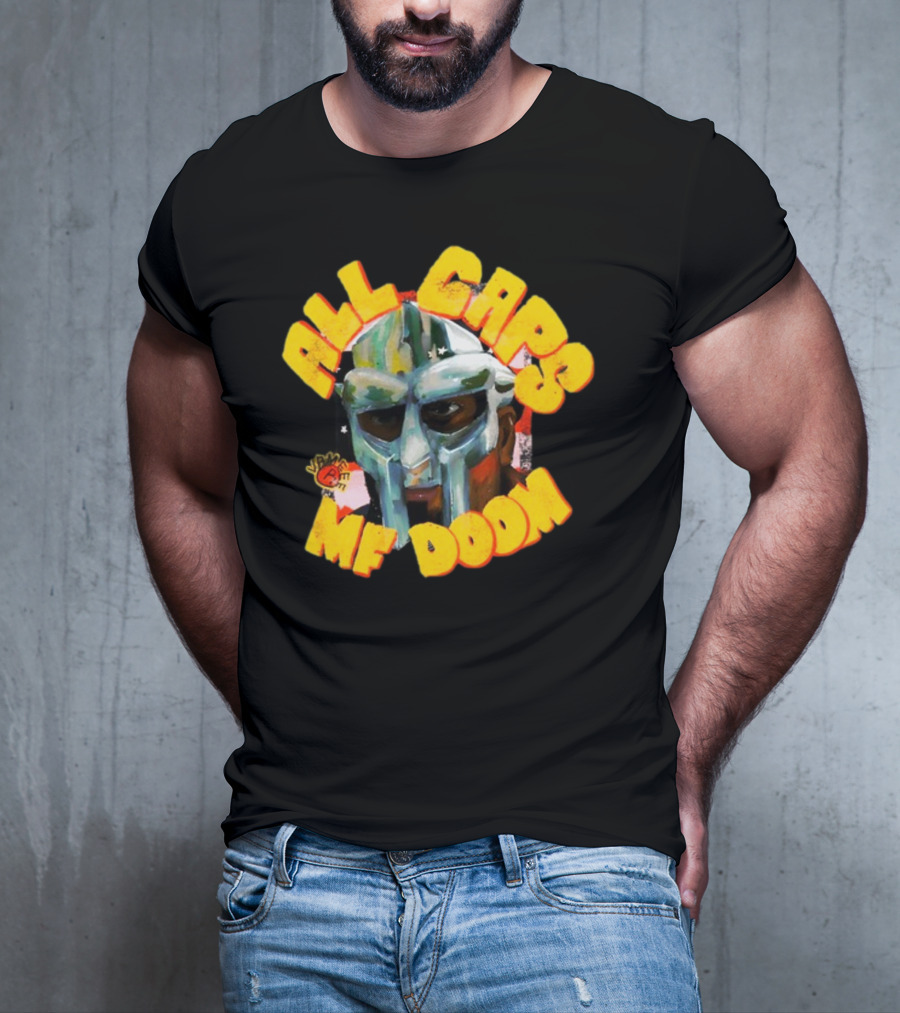 All Caps MF DOOM Villain Graphic Mask T-Shirt