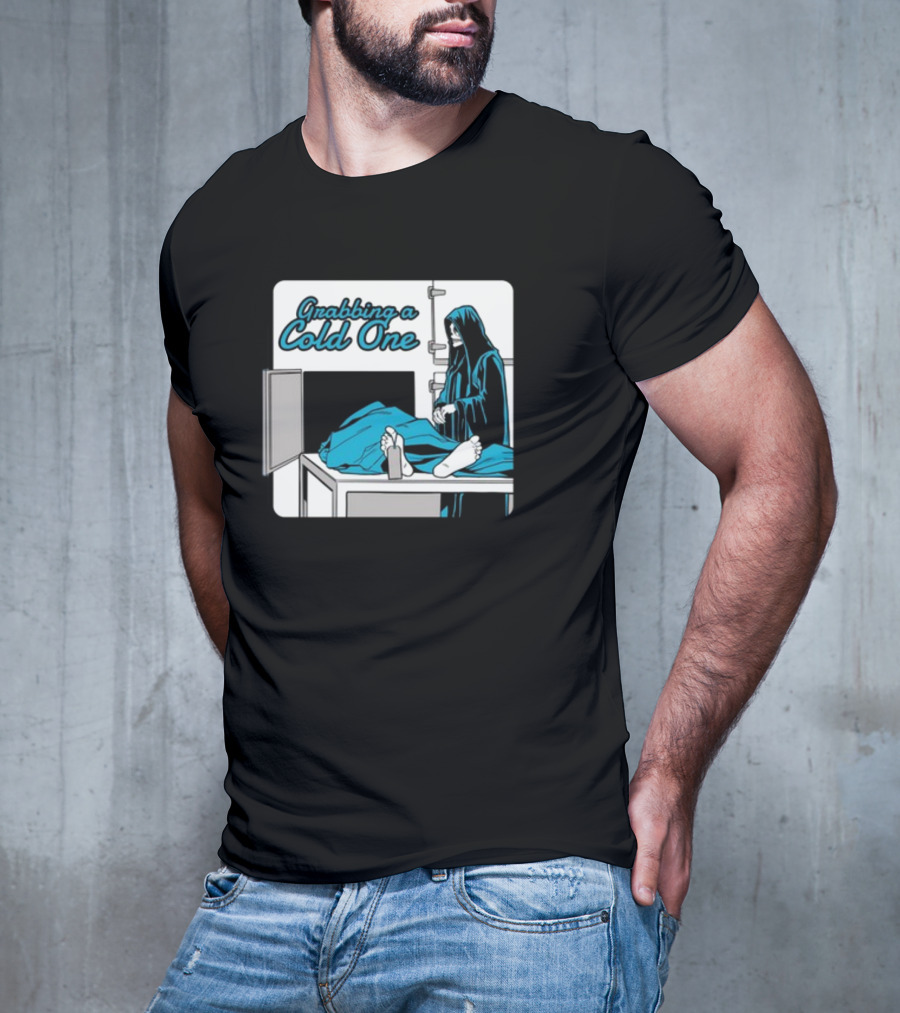 Grabbing A Cold One Grim Reaper With Feet On Morgue Table T-Shirt