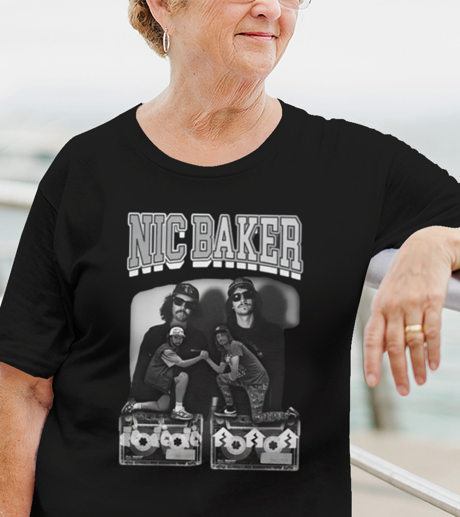 Nic Baker Mixtape 80s Style Skateboarders Retro Black And White Photography T-Shirt