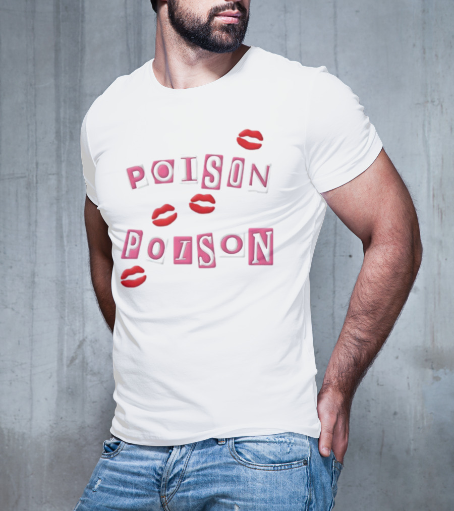 POISON POISON Red Lips Text Blocks T-Shirt