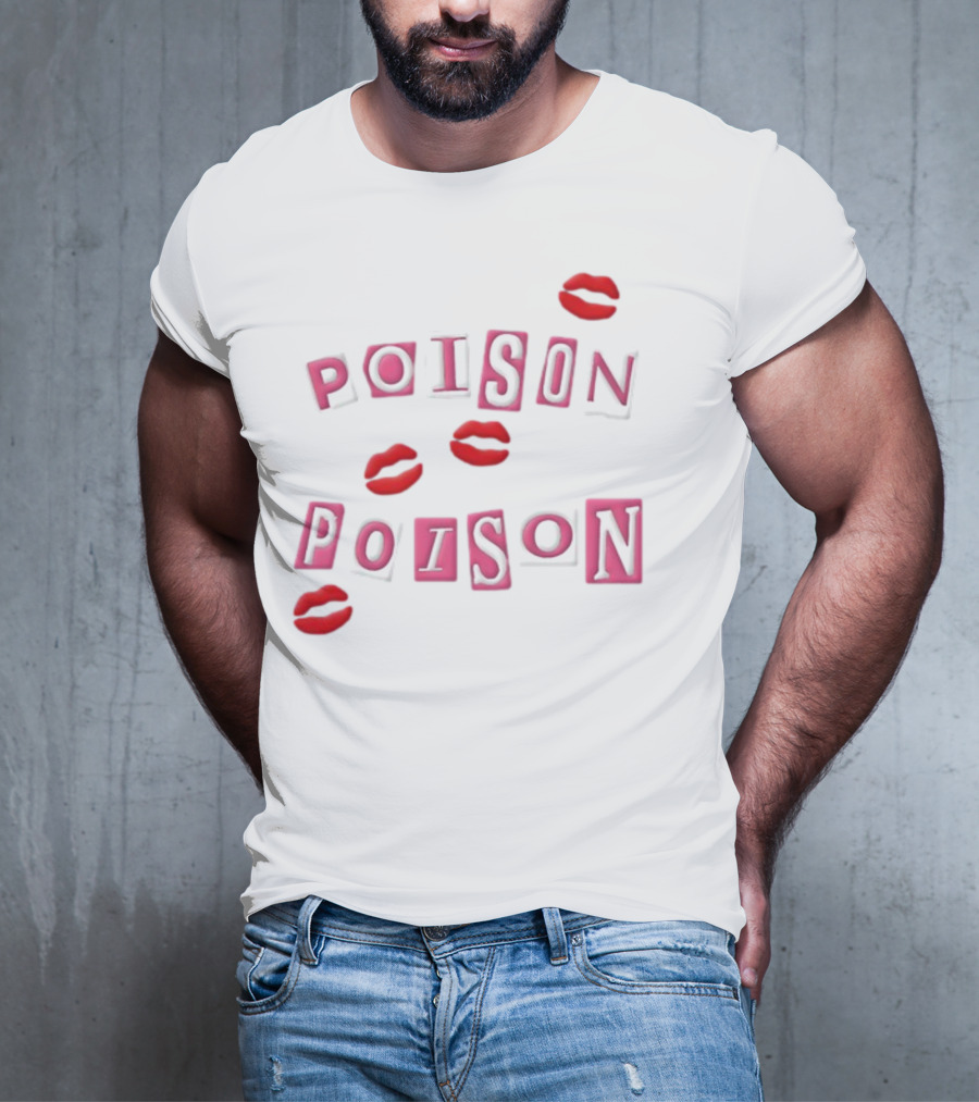 POISON POISON Red Lips Text Blocks T-Shirt
